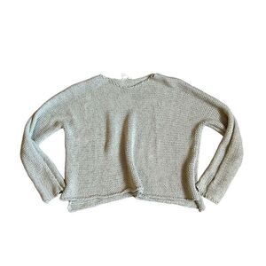 White Crow light green knit cropped sweater long sleeve